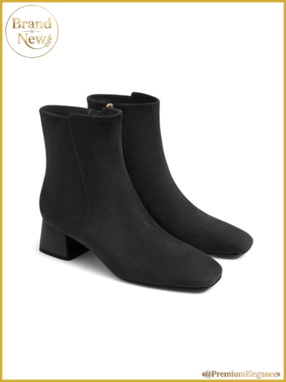 Womens Ankle Boots Chunky Low Heel Square Toe Side Zipper Booties